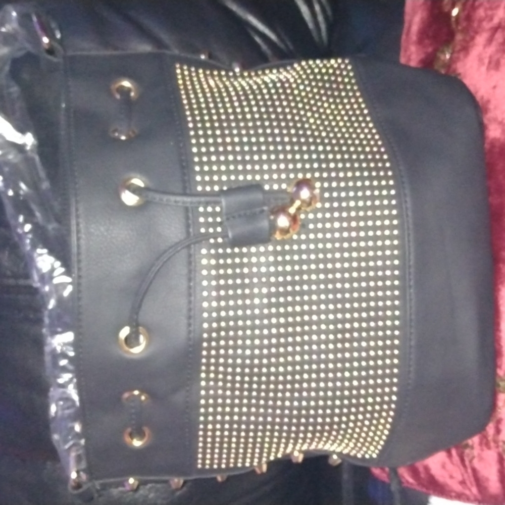 Black leatherette studded cross body purse NEW